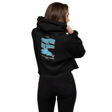 Load image into Gallery viewer, Women&#39;s black Crop Hoodie- Blue Lingoon