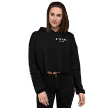 Load image into Gallery viewer, Women&#39;s black Crop Hoodie- Blue Lingoon